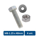 Set de Perno Hexagonal, Tuerca y Golilla Metrico M8-1.25 x 40mm 4un. 