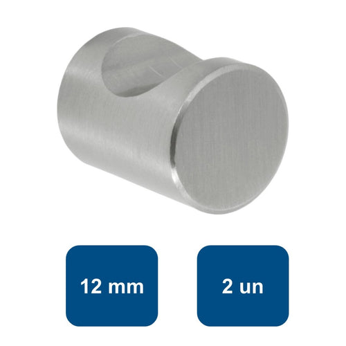 Tirador para Mueble Cilindrico Acero 12mm 2un. 