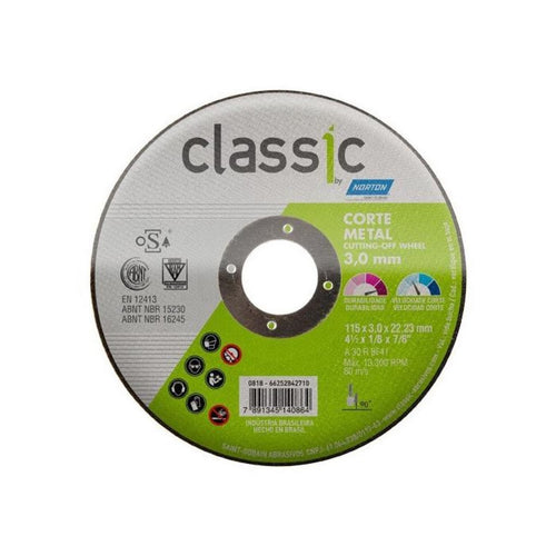 Disco de Corte Acero Inoxidable Classic 4.1/2" / 115 x 3.0 mm
