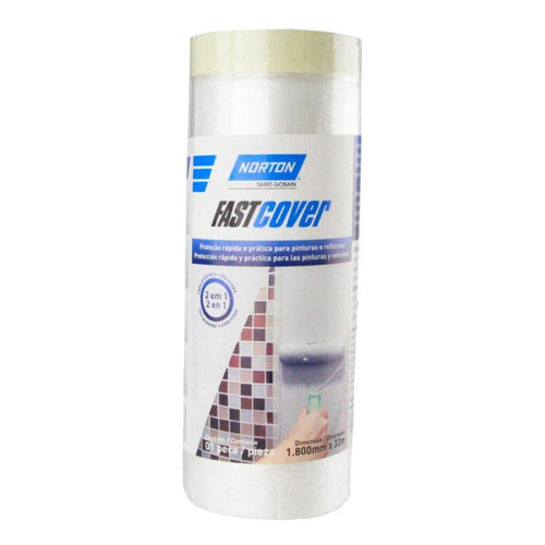 Fast Cover Plástico Protector con Cinta de Enmascarar 33m x 1.8m 