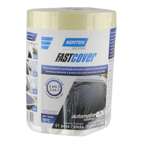 Fast Cover Plástico Protector con Cinta de Enmascarar 33m x 0.55m 
