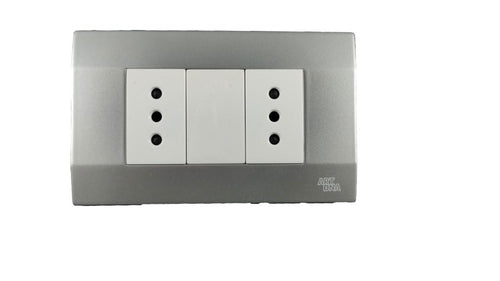 Enchufe doble 10A Plata K-P03 