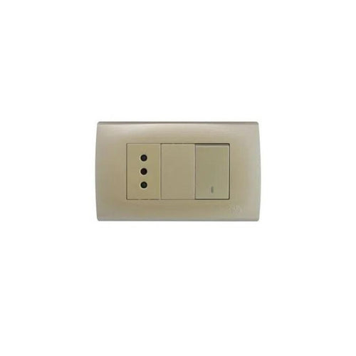 Interruptor 9/12 + Enchufe simple 10A Dorado A83-P06 
