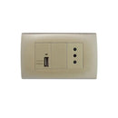 Módulo USB 5A/2.1A + Enchufe simple 10A Dorado A83-P06 
