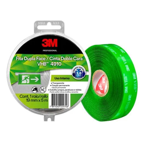 Cinta de montaje VHB 4910 transparente 19mm x 5mts 