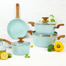 Batería de Cocina Antiadherente Ceramic Granito Menta 7 piezas 