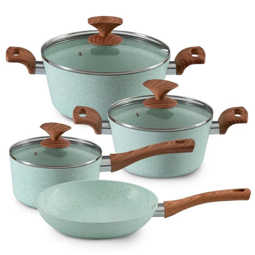 Batería de Cocina Antiadherente Ceramic Granito Menta 7 piezas 