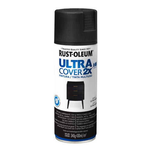 Pintura en Aerosol Ultra Cover 2X 340grs Negro Ultra Mate 