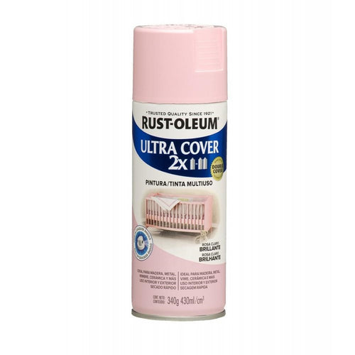 Pintura en Aerosol Ultra Cover 2X 340grs Rosa Claro Brillante 