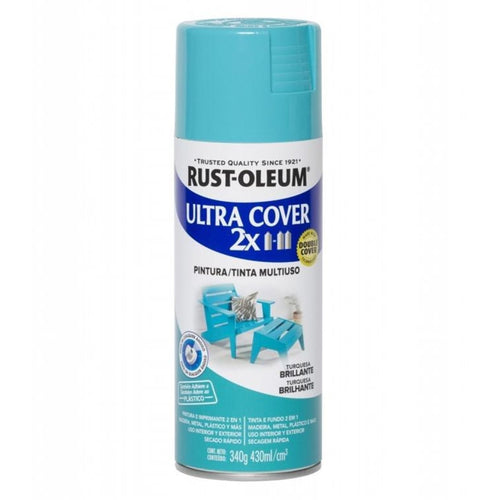 Pintura en Aerosol Ultra Cover 2X 340grs Turquesa Brillante 