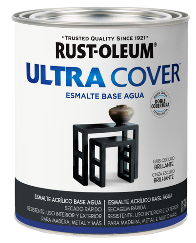 Esmalte al Agua Ultra Cover 946ml Gris Oscuro Brillante 