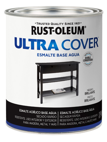 Esmalte al Agua Ultra Cover 946ml Negro Brillante 