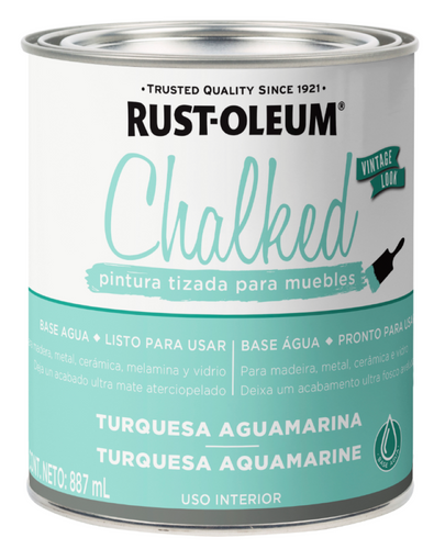 Pintura Chalked Tizada Base Agua 877ml Turquesa Aguamarina 