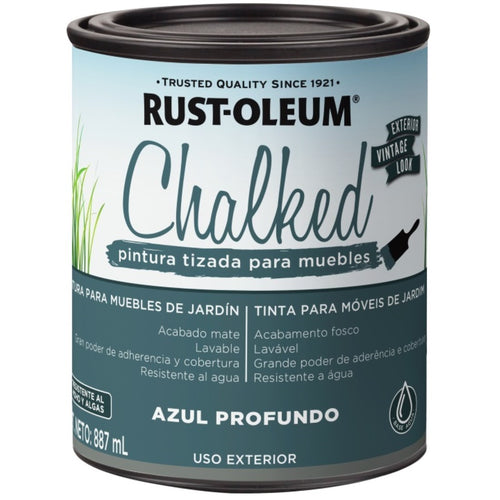 Pintura Chalked Tizada Exterior Base Agua 877ml Azul Profundo 