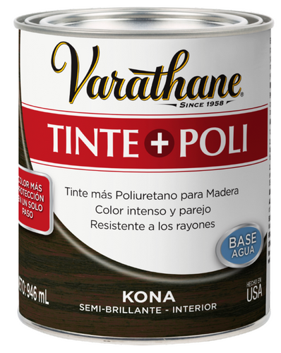 Barniz de Poliuretano + Tinte Base Agua 946ml Kona 