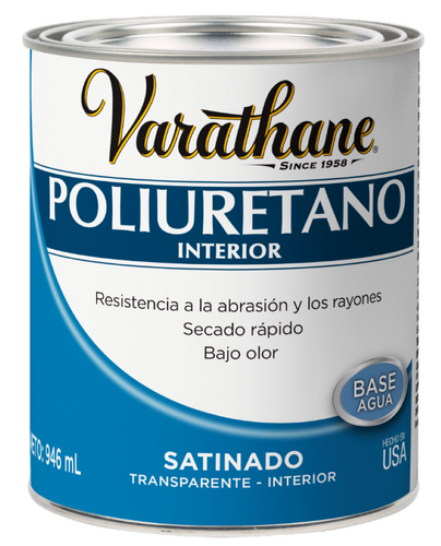 Barniz Poliuretano Interior Base Agua 946ml Transparente Satinado 