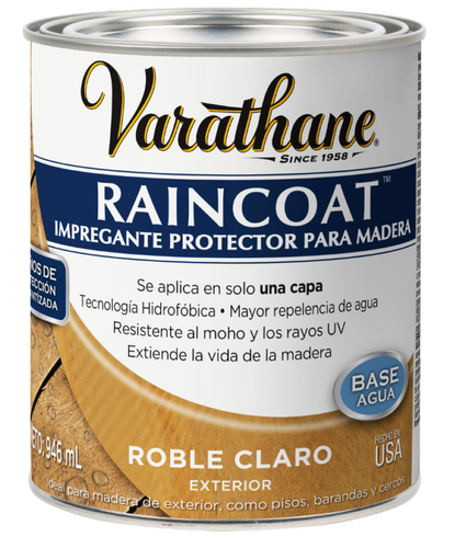 Impregnante Protector Raincoat Brillante Base Agua 946ml Roble Claro 