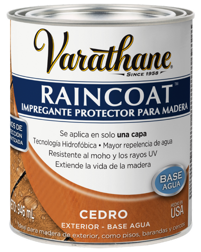 Impregnante Protector Raincoat Brillante Base Agua 946ml Cedro 
