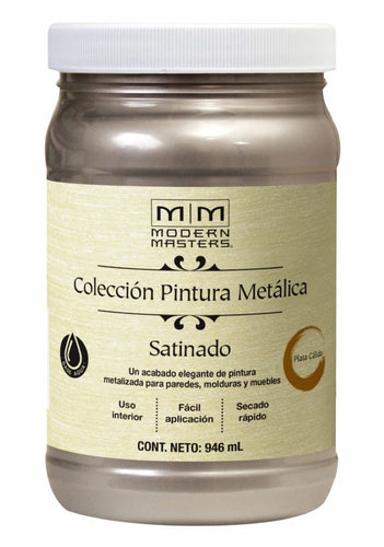 Pintura Base agua Metálica Satinada 946ml Plata Cálido 