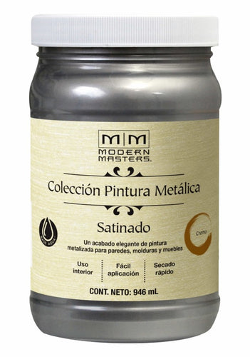 Pintura Base agua Metálica Satinada 946ml Cromo 