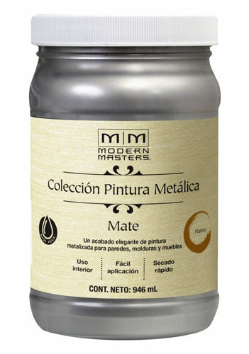 Pintura Base agua Metálica Mate 946ml Platino 