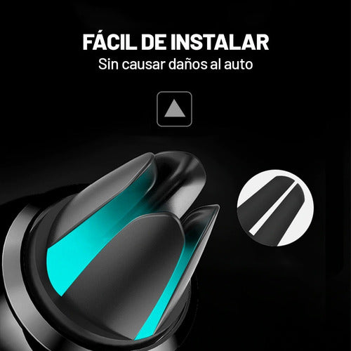 Soporte De Telefono Para Auto Rejilla 360° Magnetico Negro 