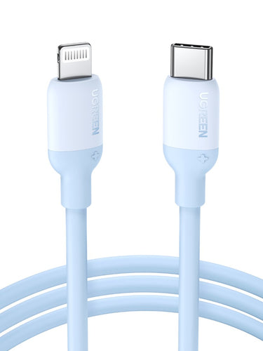 Cable USB-C a Lightning (iPhone) 1mt modelo US387 Certificado Celeste 