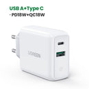 Cargador rápido 36W PD USB-A + USB-C modelo CD170 Blanco 