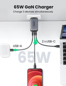 Cargador rápido GaN 65W PD 3xUSB modelo CD244 Gris 