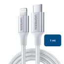 Cable USB-C a Lightning (iPhone) Blanco modelo US304 Certificado 1mt 