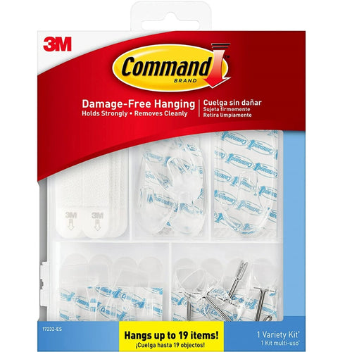 Kit tiras para colgar cuadros y ganchos clear Hasta 19 items 
