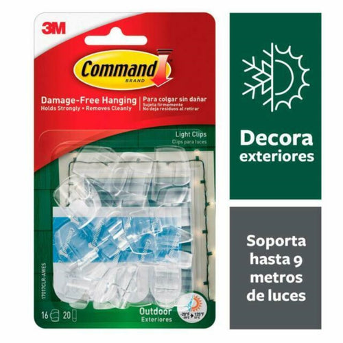 Ganchos transparentes para exterior 16un 