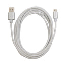 Cable USB A a Micro USB textil plateado 2.5mts 