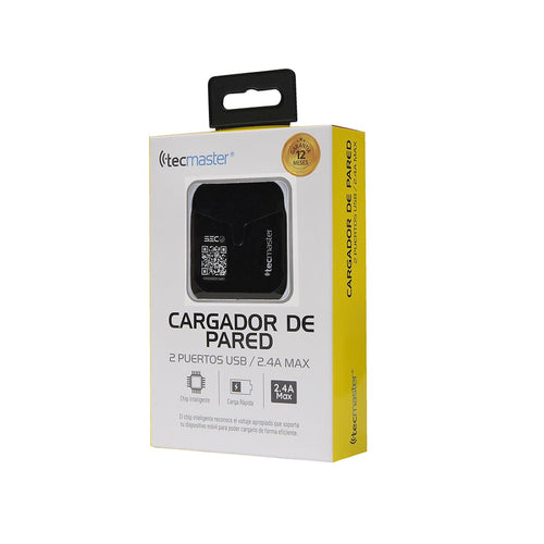 Cargador de Pared 2 USB 2.1A + 1.2A 