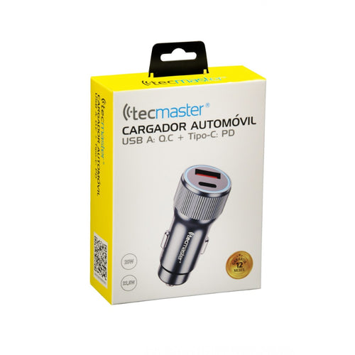 Cargador para Auto USB A + USB C QC3.0 + PD 20W 