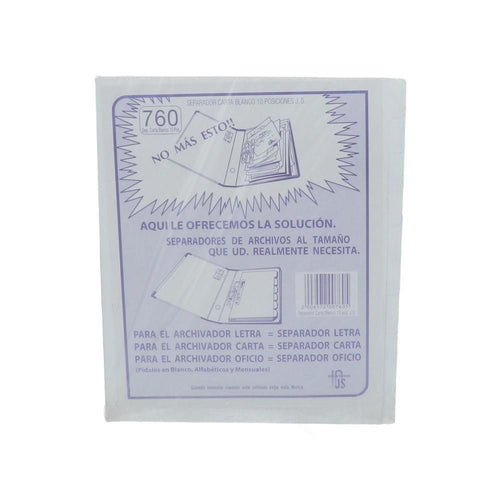 SEPARADOR CARTA 10 POSICIONES BLANCO (6852079976656)
