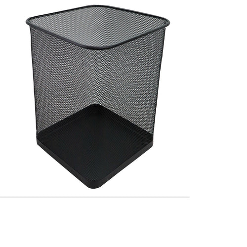 Papelero Metálico Rejilla Negro Cuadrado 27x31 Cm