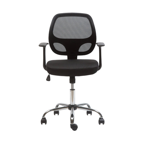 SILLA ESCRITORIO GENOVA RECLINABLE RESPALDO BAJO CON BRAZO NEGRO