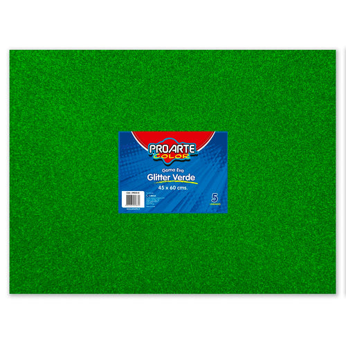 GOMA EVA VERDE GLITTER 45 X 60 CM 5 HOJAS