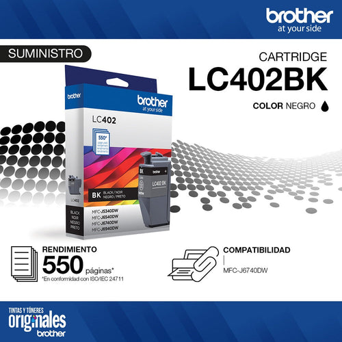 Cartucho Tinta Lc402Bks Negro 550 Páginas
