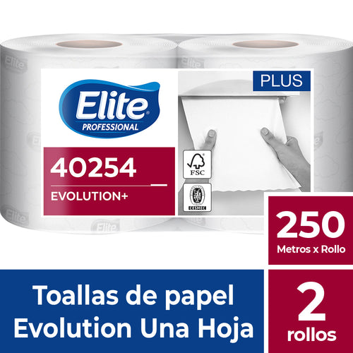 Toalla De Papel Evolution Autocorte Hoja Simple 250 Mt X 2 Rollos