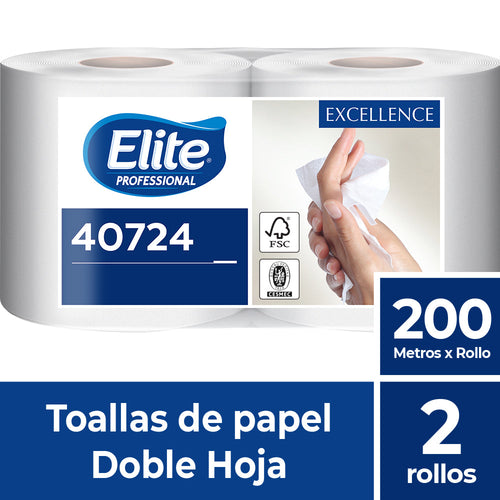 Toalla De Papel Excellence Doble Hoja 200 Mt X 2 Rollos