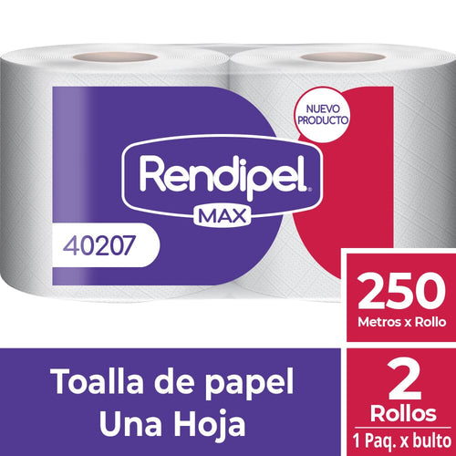 Toalla Una Hoja 250 Mts X 2 RENDIPEL MAX 