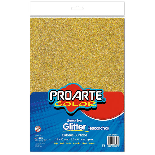 SET GOMA EVA GLITTER 6 COLORES 20 X 30 CM