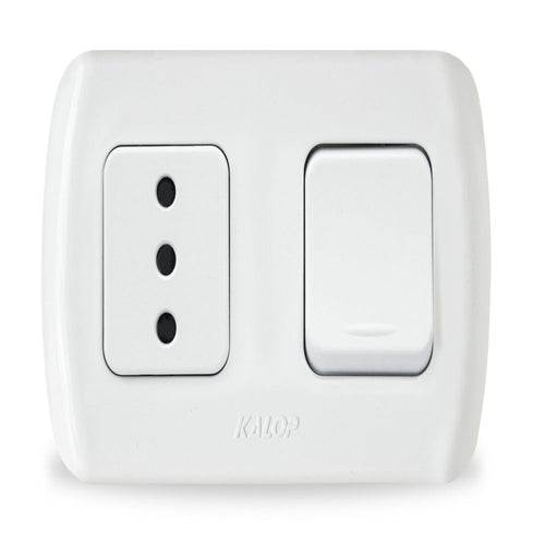 Interruptor 9/12 + 1 Toma 10A Bco Tekna