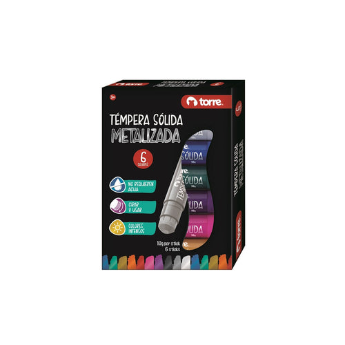 TEMPERA SOLIDA 6 COLORES METALICA
