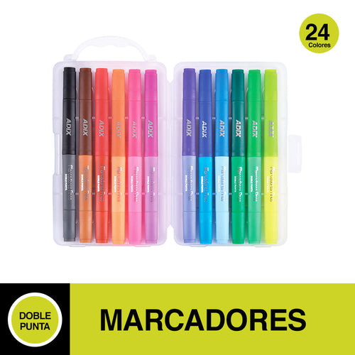 MARCADOR PERMANENTE FINO DOBLE PUNTA 24 UN
