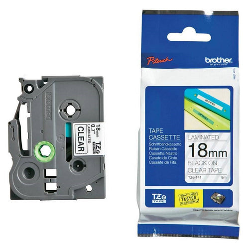 Cinta Tze-141 Negro/Transparente 18 Mm (0.7") X 8 M (26.2')