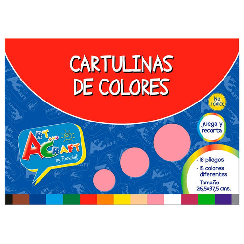 Carpeta Con Papel Cartulina 26.5 X 37.5 Cm 18 Hojas 15 Colores Surtidos