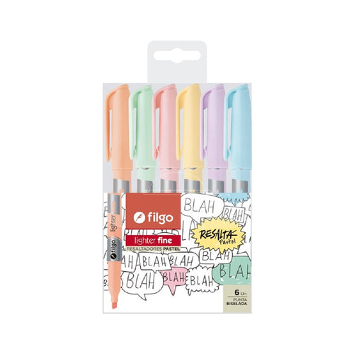 Destacador Punta Biselada 1-3 Mm Pastel 6 Colores